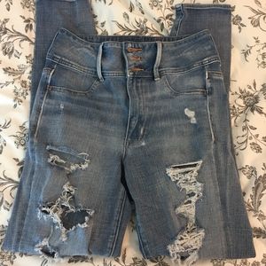 American Eagle ripped high waisted jeans